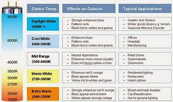 temperatura de color de los downlights